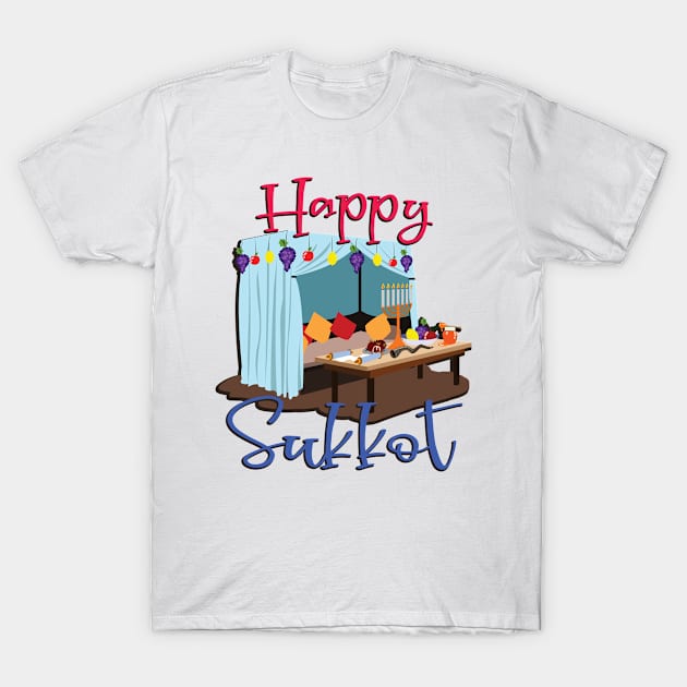 Happy Sukkot - Festival Of Tabernacles, Jewish Holiday Gift For Men, Women & Kids T-Shirt by Art Like Wow Designs